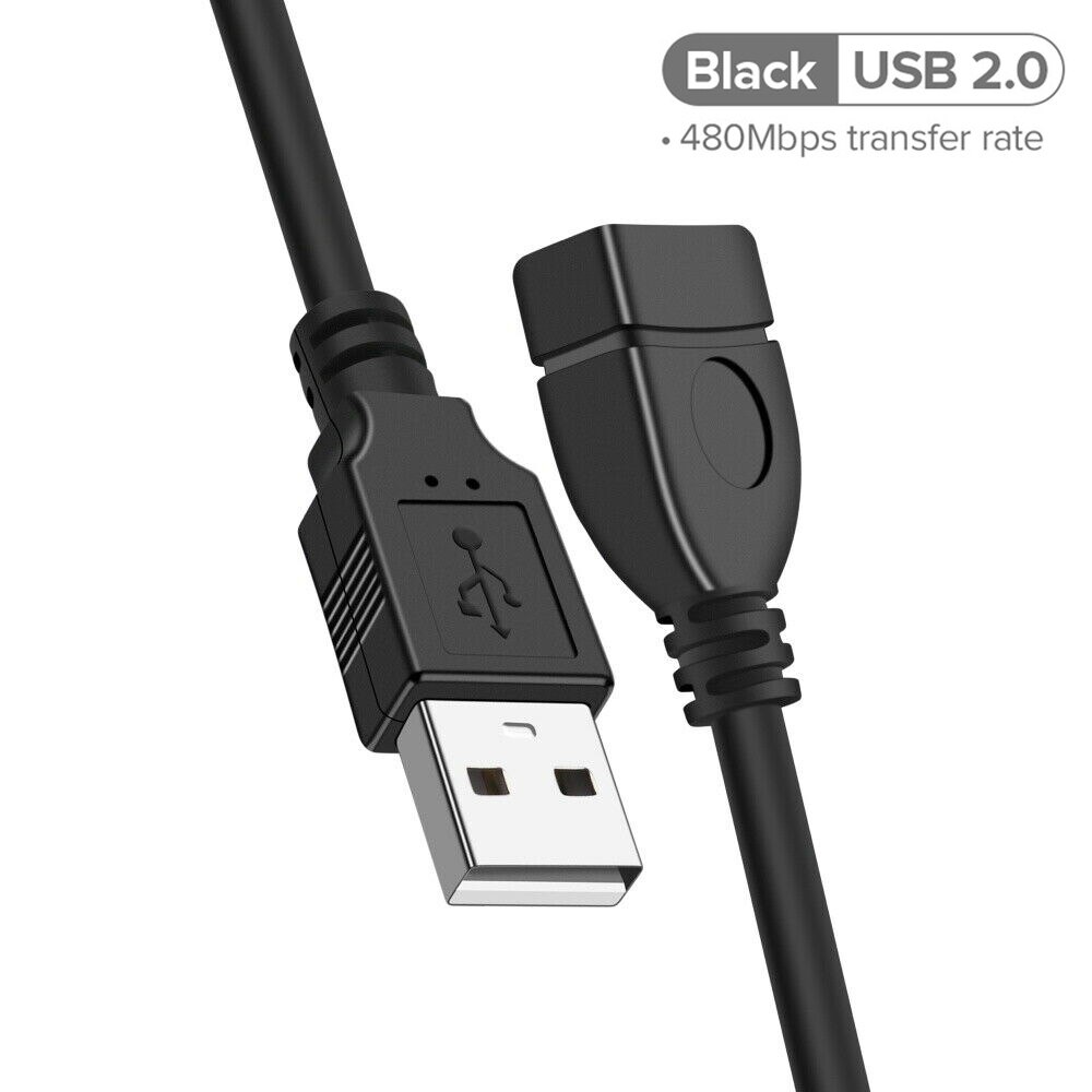 UGI USB Extension Cable USB 3.0 2.0 cable for Smart TV PS4 Mobile Phones Speed Data Male to Female Wire 0.5m 1m 1.5m 3m 5m: USB 2.0 - Black / 3m