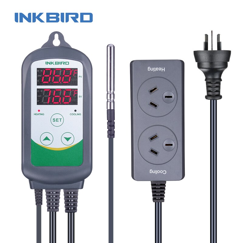 Inkbird ITC-308 jusqu'à 2,000W(220V) régulateur de température à double relais de chauffage et de refroidissement pour appareils électriques à domicile: AU socket