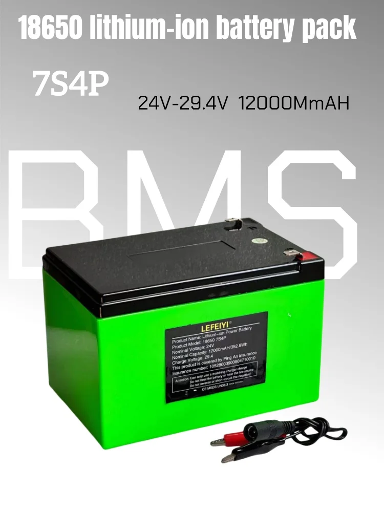 24 V 12000 mAh 18650 7S4P Li-Ionen-Akku 25,2 V, geeignet für den Batteriewechsel von 29,4 V Elektrorollern: WEISS