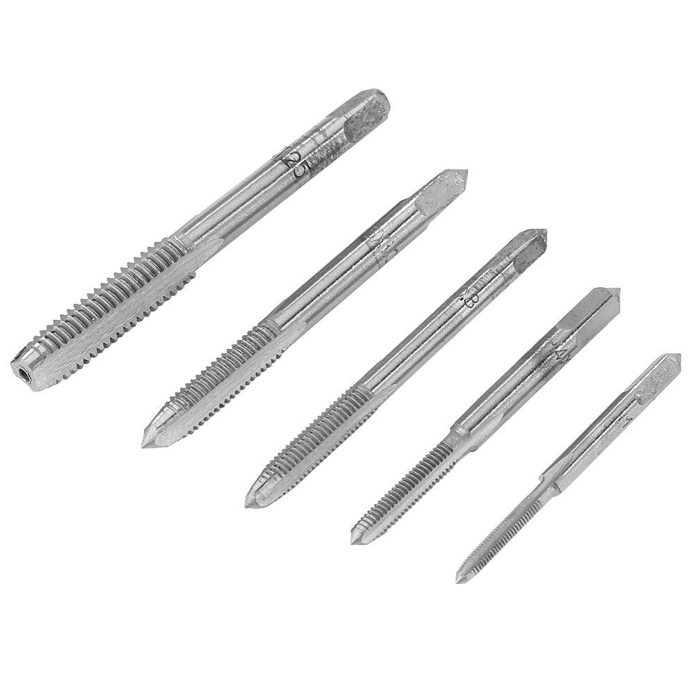 5pcs Hss Machine Screw Thread Screw Taps M3 M4 M5 M6 M8 Spiral Thread Right Hand Tap Drill Tapping Metric Plug Tap Set Die Tools