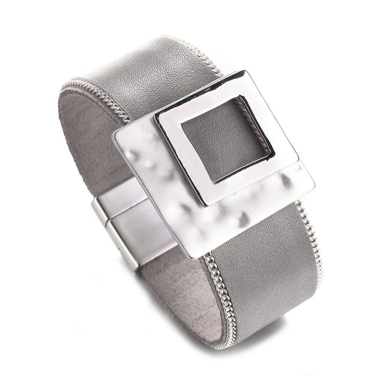 ALLYES Doppel schicht Quadrat Charme Leder Armbänder für Frauen Geometrische Wrap Armband Armreif Unisex Einfache Schmuck: Default Title