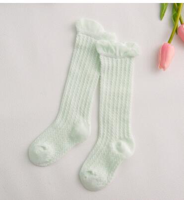 Chaussettes bébé été respirant maille genou haut garçon fille Chaussette mignon bébé coton Tube chaussettes Chaussette Enfants Infantil: green mesh knee