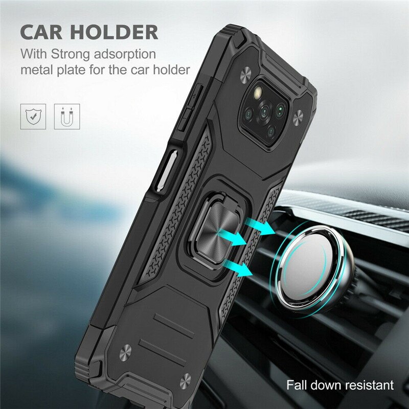 Shockproof Armor Ring Case Voor Xiaomi Poco X3 Pro Telefoon Cover Hybrid Hard Pc Soft Frame Beugel Case Voor Poco f3