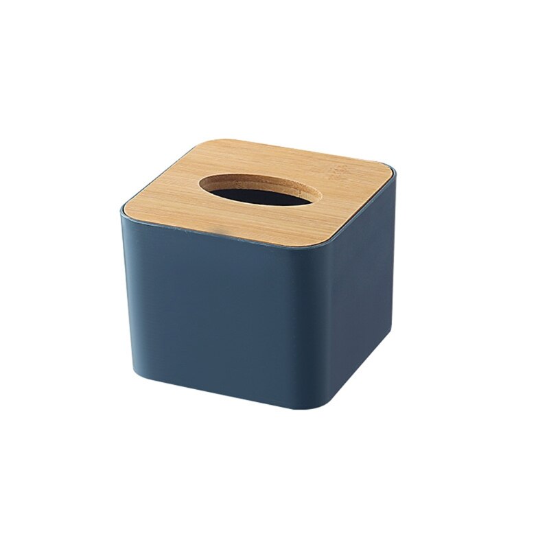 Plastic Tissue Box Bamboo Cover Napkin Paper Dispenser Organizer Cosmetic Storage Remote Control Container for Office