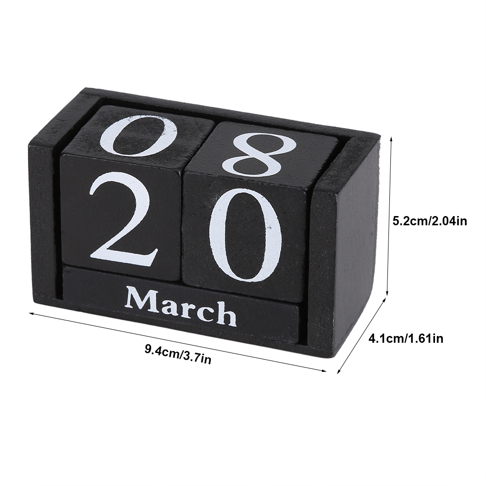Calendario Vintage de madera para escritorio, indicador de fecha de mes, decoración para el hogar y la Oficina, Calendario perpetuo de madera azul