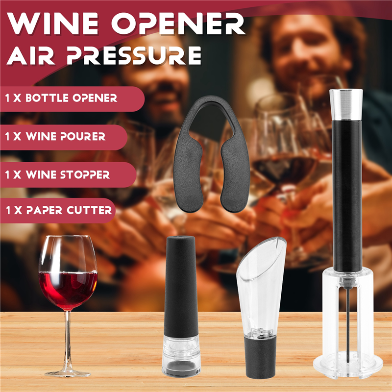 BHBD-Air Pressure Pump Wine Bottle Opener Kit Easy Cork Removal Corkscrew Wine Opener To Wine Lovers