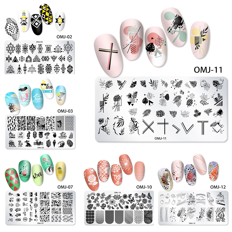 1Pc Nail Art estampage modèle plaque papillon géométrique en acier inoxydable transfert pochoirs ongles modèle bricolage polonais imprimer Image