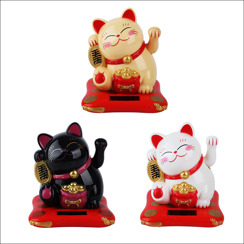Seizoensgebonden Decor 2.5 Japanse Solar Wave Hand Lucky Cat Autodecoraties Nieuwjaar Beeldjes & Miniaturen Hangend 1pc