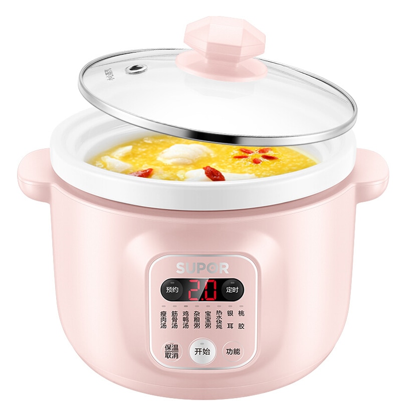 220V 2L Mini Elektrische Stoven Pot Automatische Huishoudelijke Trage Stewer Draagbare Dessert Pap Pot Multi Fornuis