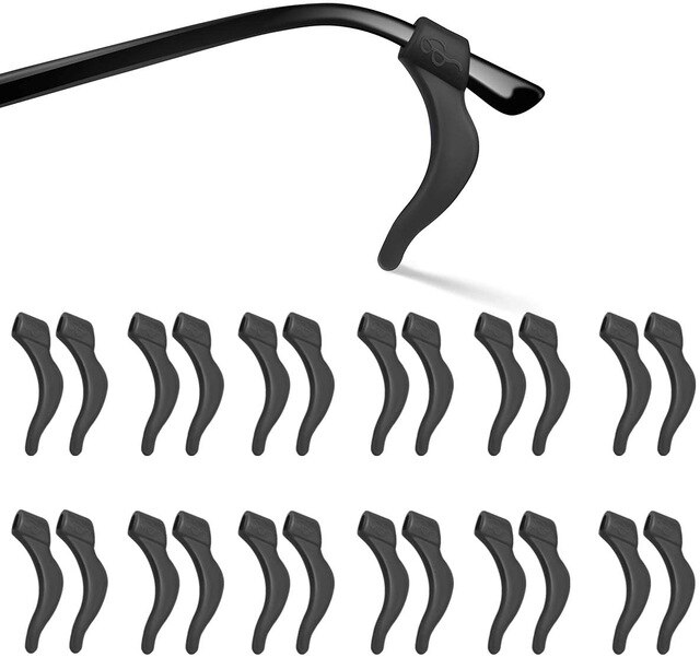12 Pairs Silicone Anti Slip Oor Haken Voor Bril Lenzenvloeistof Zonnebril Houder Casual Bril Stand Accessoires Grote Size: Black