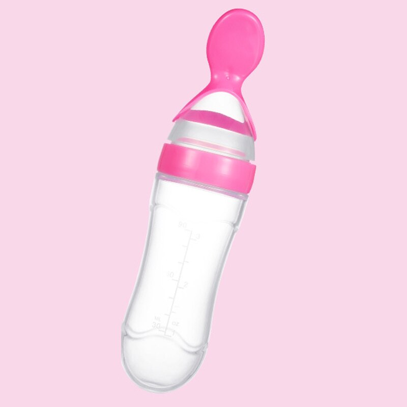Kinderen Zachte Hoofd Soep Mok Fles Lepel Servies Silicagel Lepel Vork Voeden Bestek Baby Dingen Babyvoeding Mok: Round bottom pink