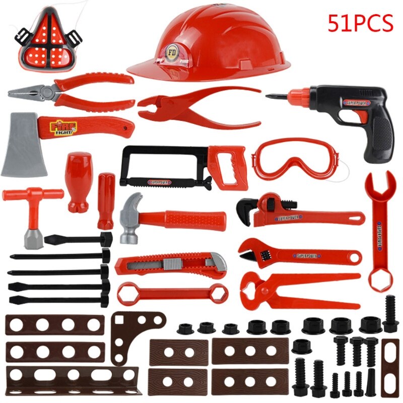 1Set Garden Tools Pretend Play Repair Tool Plastic Engineering Maintenace Toys D08C: 51Pcs
