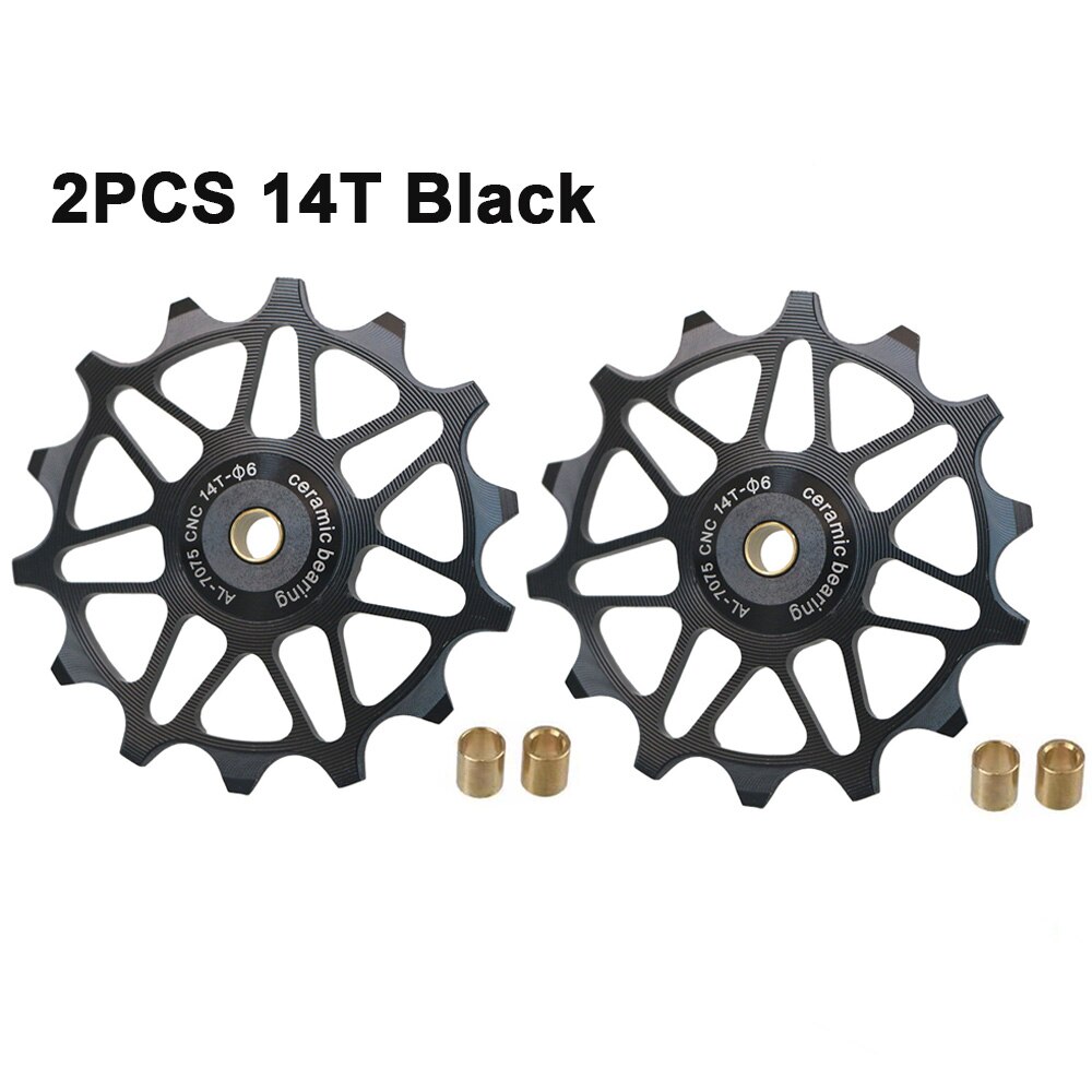 2 stücke 12T 14T Fahrrad Keramik Lagerbier Schaltwerk Rolle führen Rolle Leerlauf Für SHIMANO SRAM DEORE GX Jockey Rad Fahrrad Teile: 14T Schwarz 2Stck