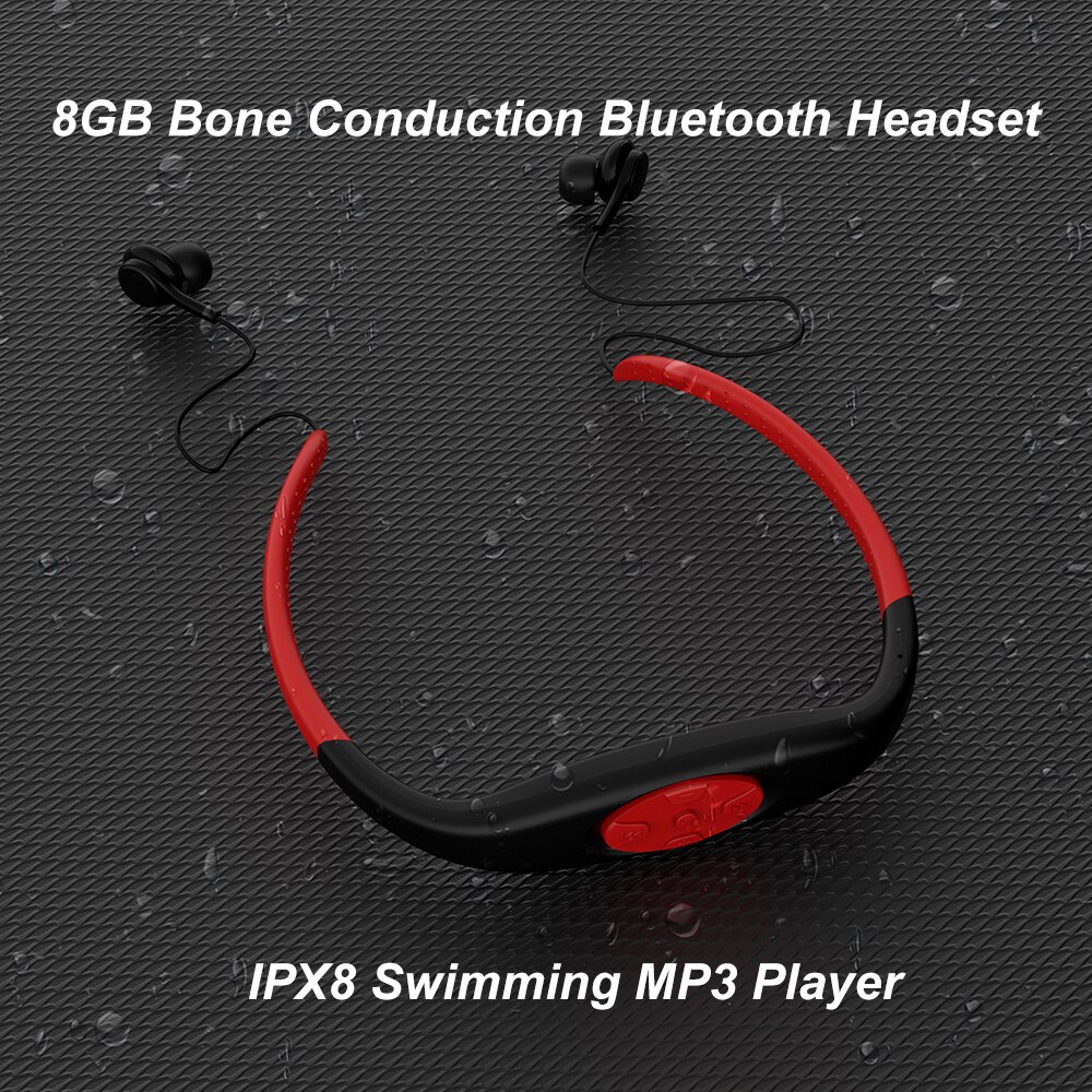 8Gb Waterdichte IPX8 Duiken Zwemmen Surfen Draadloze MP3 Speler Fm Radio Bluetooth Headset Muziekspeler
