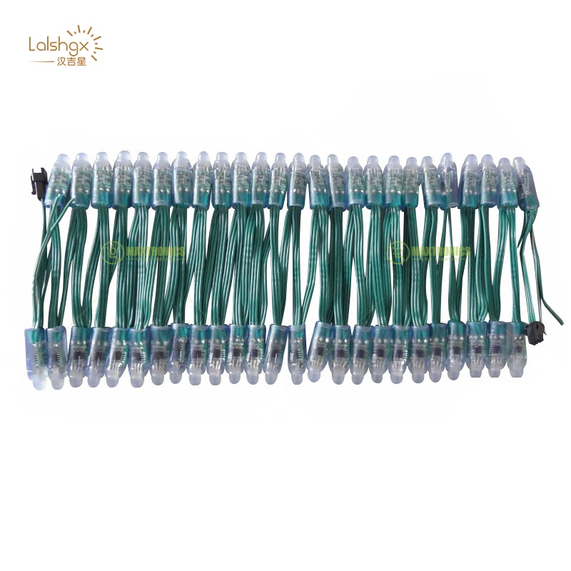 100Pcs WS2811 Ic Rgb Led Module String DC5V DC12V 12Mm Groene Draad Waterdichte IP68 Digitale Full Color Led pixel Licht