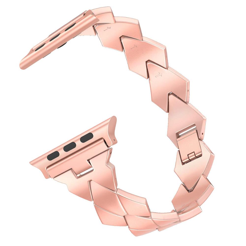 Bracelet en acier inoxydable pour Bracelet de montre pomme 38mm 42mm iWatch 4 bandes 44mm 40 mm Bracelet de ceinture en métal rhombique montre Apple 5 4 3 2 1