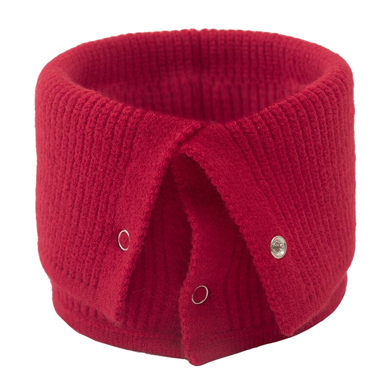 Casual warme neksjaals dames snood sjaal kraag ring sjaal winter knoop effen kleur vrouwelijke wollen gebreide sjaal: Rood