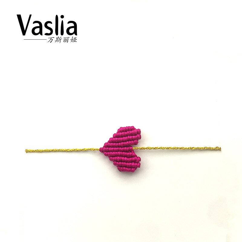 VISALIA-pulsera trenzada con forma de corazón para mujer, de la suerte arcoíris brazalete con, hilo simple de , joyería hecha a mano, el mejor de verano: Rose Red