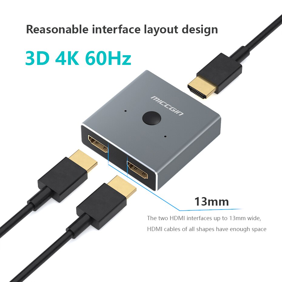 4K HDMI Switcher 1x2 Mini 1 IN 2 OUT Wire Control HD 2.0 For XBOX 360 PS4 Smart Android HDTV Switch Adapter Spliter MICCGIN