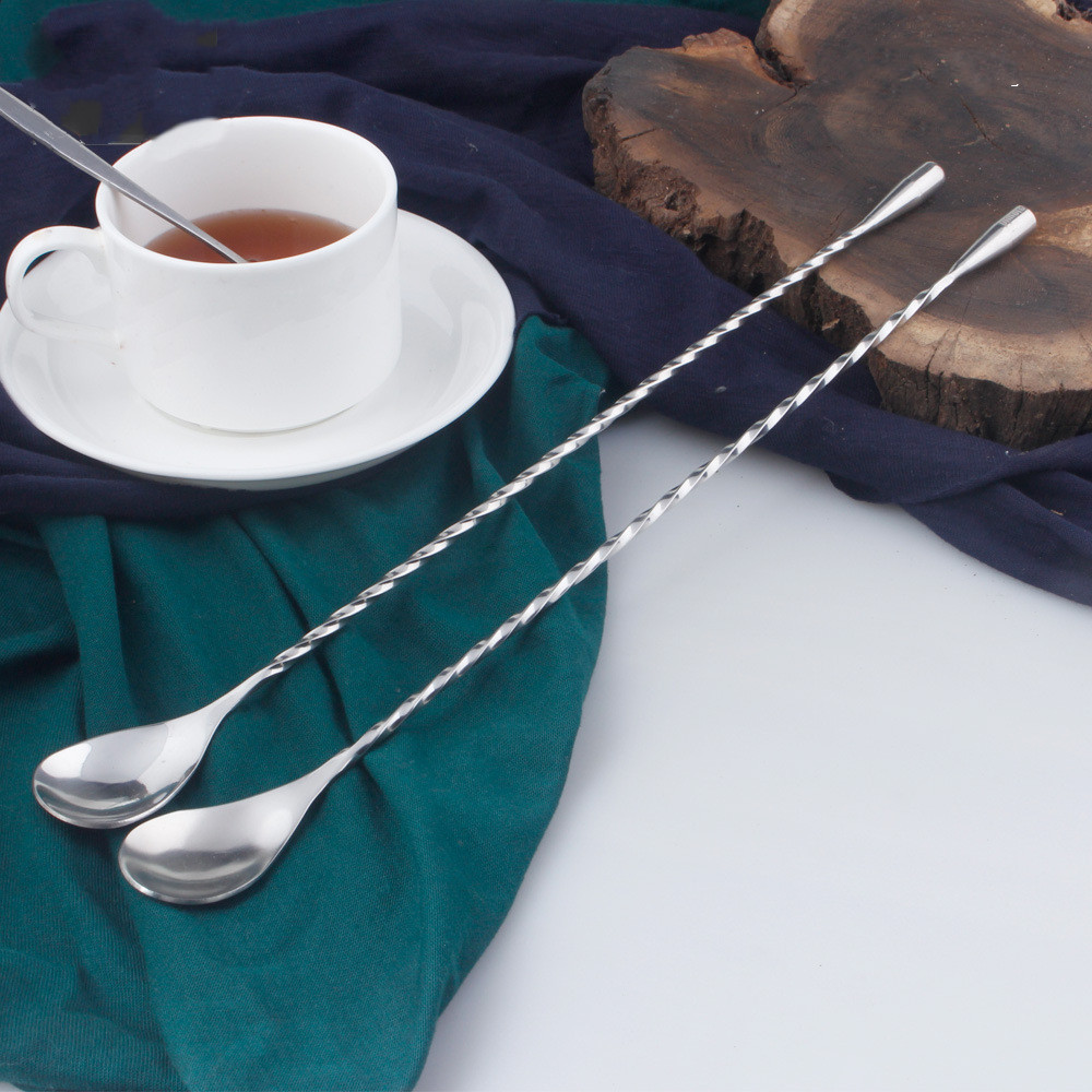 4 Colors Stainless Steel Mixing Cocktail Spoons With Long Handle Spiral Pattern Coffee Spoon Bar Spoon Bartender Tools Bar Tools