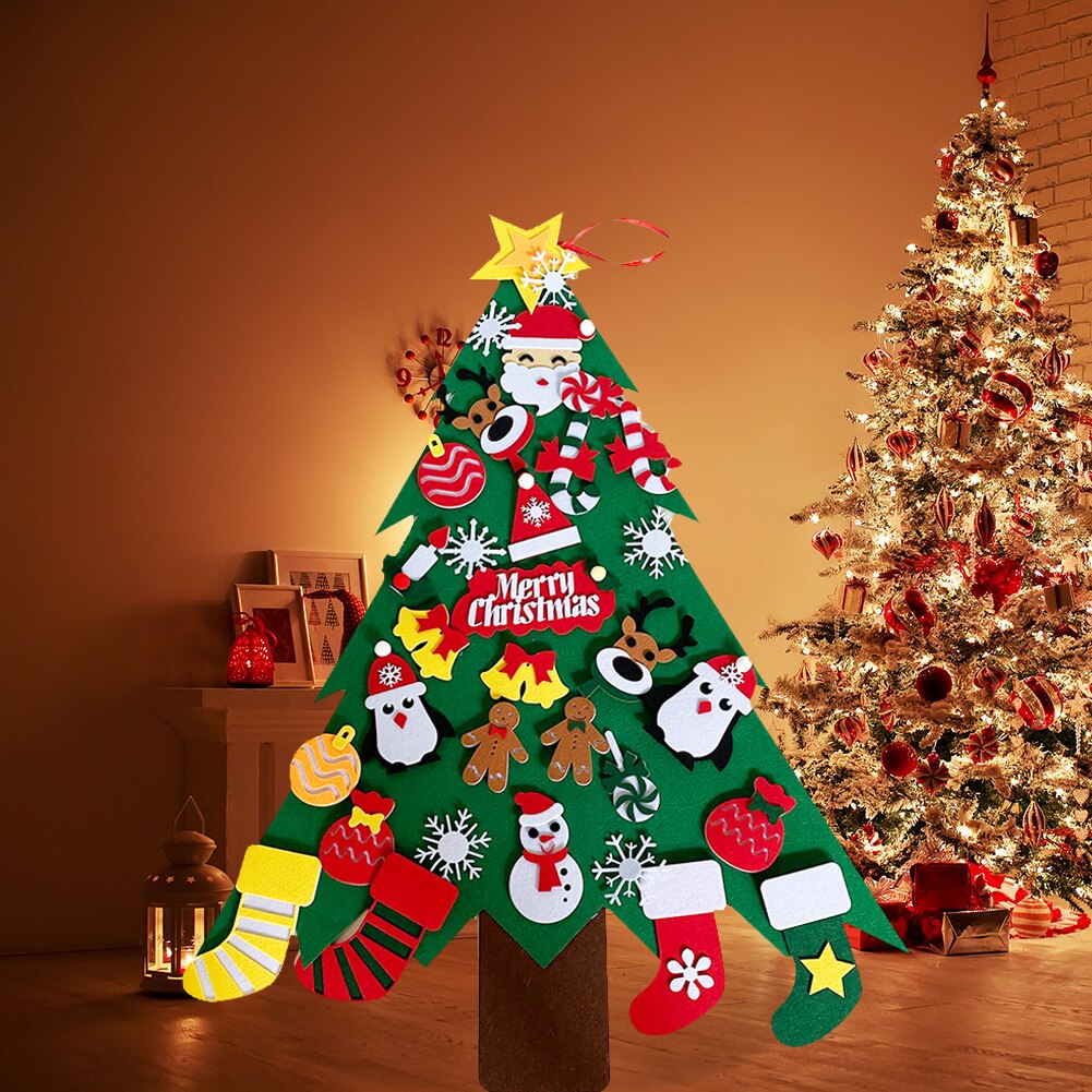 DIY Felt Christmas Tree Stereoscopic Christmas Ornaments Decorative Xmas Children Party Festival Supplies Accessories
