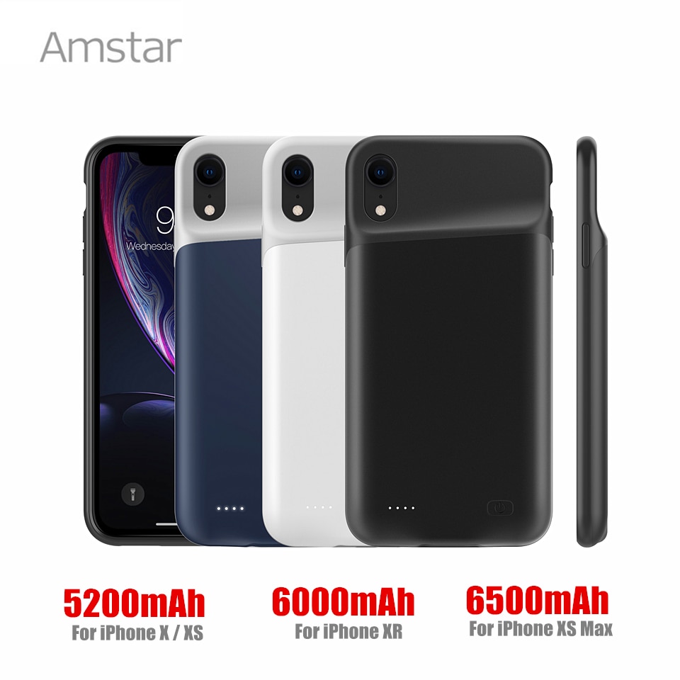 Amstar Externe Batterij Oplader Gevallen Voor Iphone X Xr Xs Max Portable Backup Powerbank Case Voor Iphone X Xs Max batterij Case