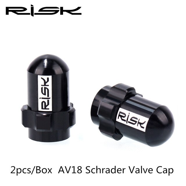 RISCHIO Leggero In Lega di Alluminio MTB Della Bici Della Strada Della Bicicletta Ugello del Gas Pneumatico Caps FV AV Presta Schrader Valvola Della Polvere Della Protezione Della Copertura 2 pz/scatola: Schrader Valve Black