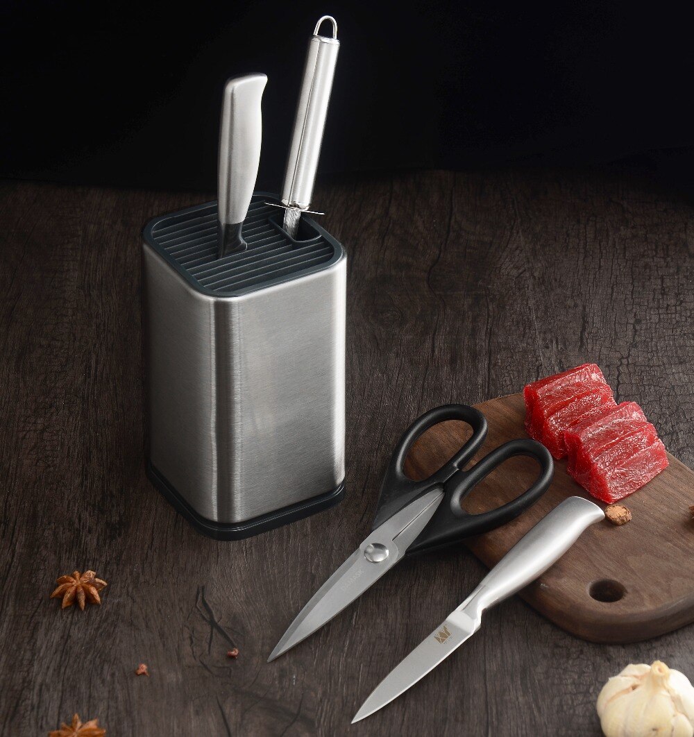 XYj Stainless Steel Kitchen Knife Stand 6 inch Cooking Tool Knife Block Kitchen Restaurant Helper Knife Stand