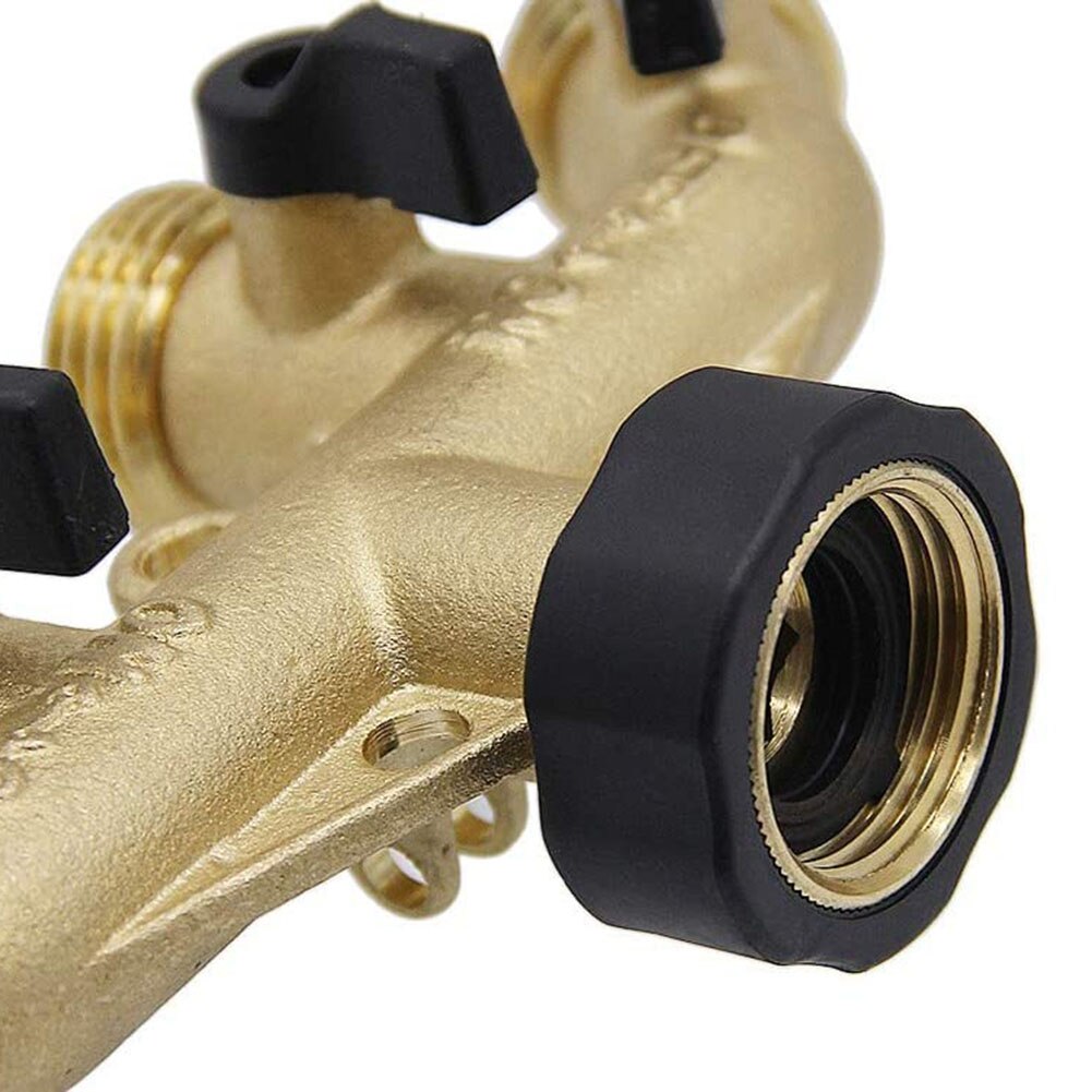 3/4 Inches 4 Way Brass Ball Valve Connector Spigot Manifolds for Garden Hose