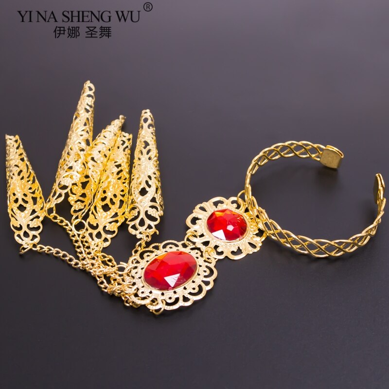 Avalokitesvara-Bracelet de danse ethnique, ventre doré avec strass, accessoires de danse indienne, 1 paire