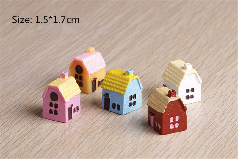 1 stk mini kunstig hus miniature bygning til fe haven mini håndværk miniatyr dekoration: 3