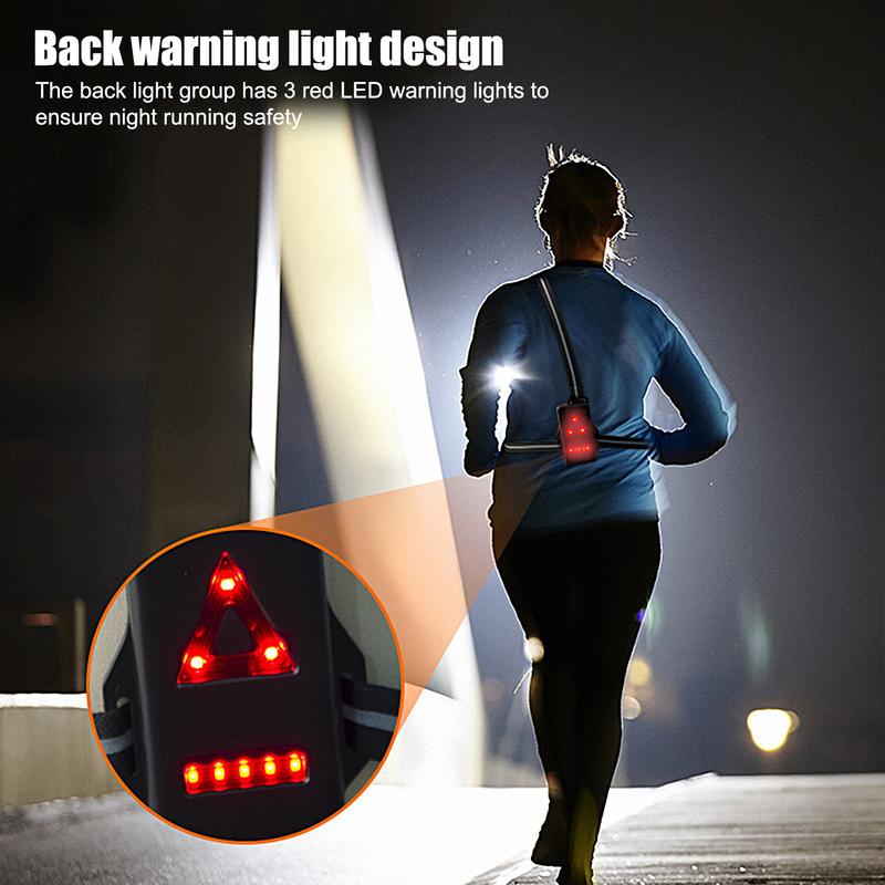 Luz para correr en el pecho, linterna giratoria de alto brillo para el pecho, lámpara LED para correr, 3 modos de iluminación, segura recargable de larga duración