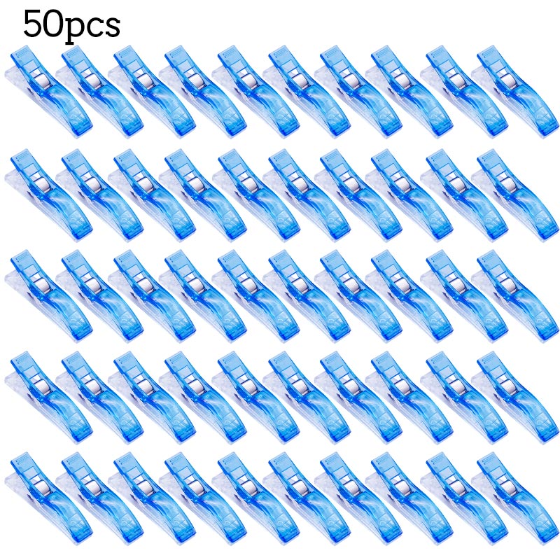 LMDZ 30/50PCS Multicolor Plastic Clips Fabric Clamps Sewing Clips Plastic Clamps Fabric Quilting Craft Sewing Knitting Clips: 50pcs Blue