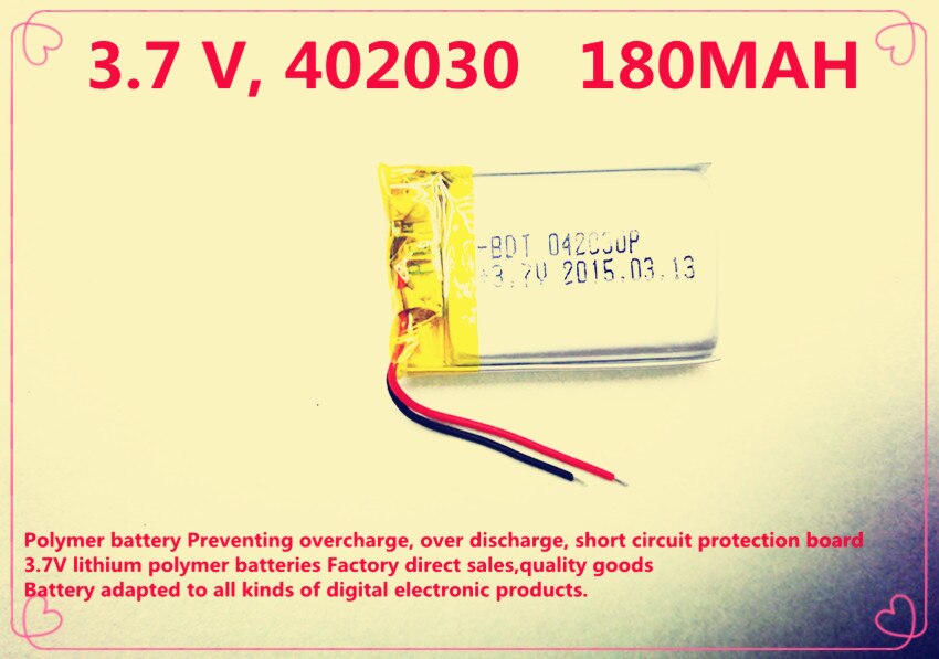 (10 stuks/partij) 042030 3.7 V 180 mah lithium-ion polymeer batterij goederen van CE FCC ROHS certificeringsinstantie