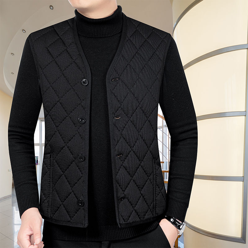 Otoño Invierno hombres espesar lana abrigos de algodón cálidos chalecos ropa de calle Casual ropa masculina chaquetas a cuadros sin mangas delgadas