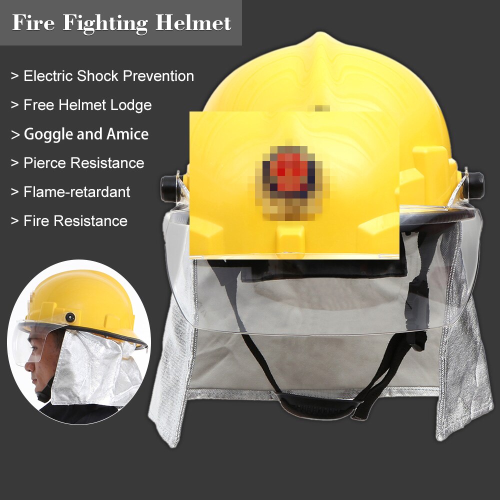 Fire Proof Fireman&#39;s Safety Helmet Goggle Amice Electric Shock Prevention Flame-retardant Pierce Resistance Fire Fighting Helmet