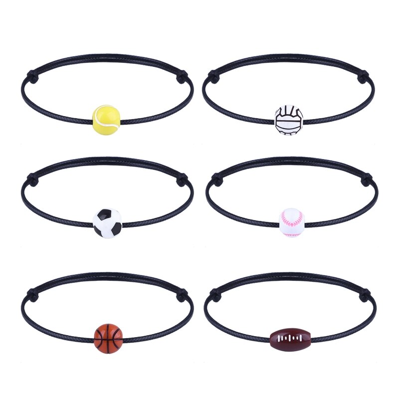 Bracelet à breloques pour garçon et fille, balle de Football, fil de cire, accessoires d&#39;équipe pour enfants, Bracelet d&#39;amitié pour Couples, bijoux pour hommes