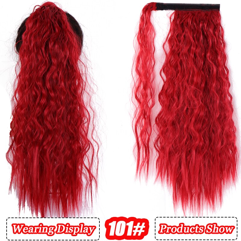 AILIADE Women Long Corn wavy Wrap Around Magic Paste Ponytail Hair Extension Resistant High Temperature Hairpieces Synthetic: 1B/27HL
