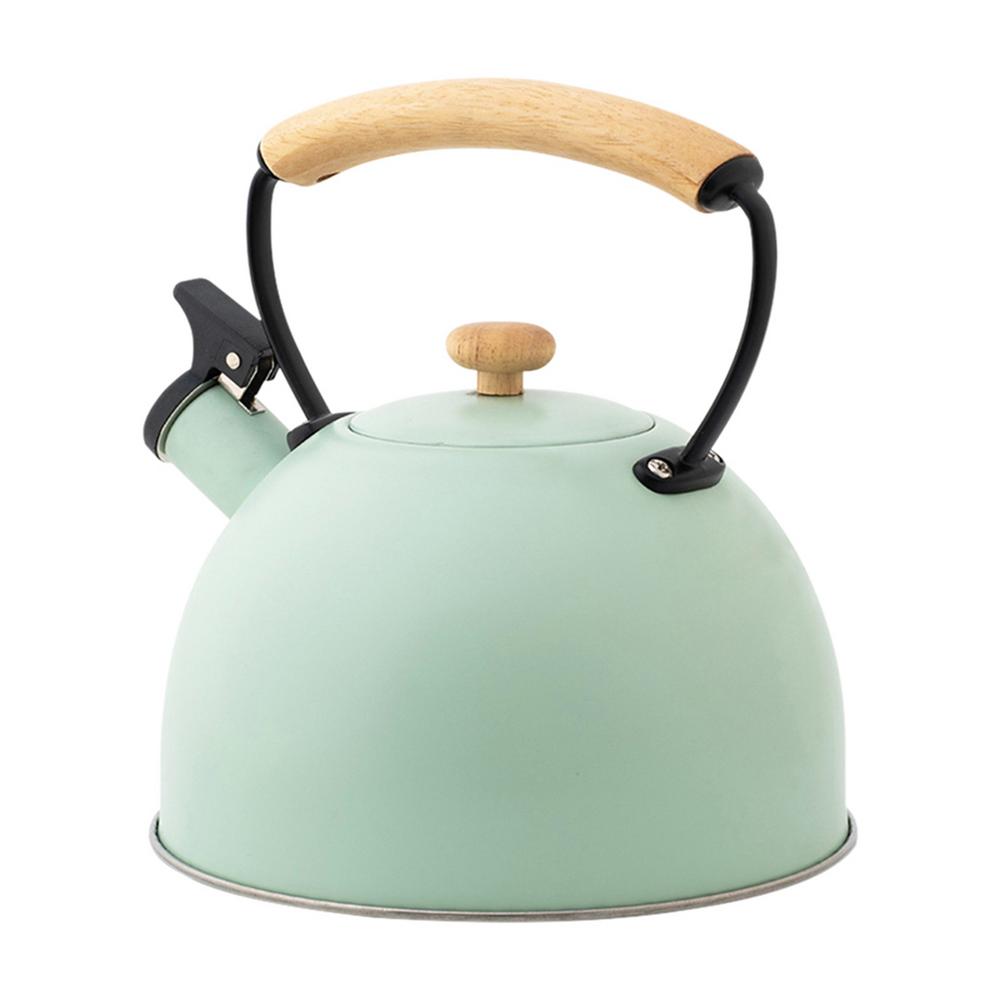 2.5L Whistling Kettle For Gas Stove Chaleira Bouilloire Stainless Steel Whistle Tea Kettle Water Bottle With Handle Tea Pot: Light Green