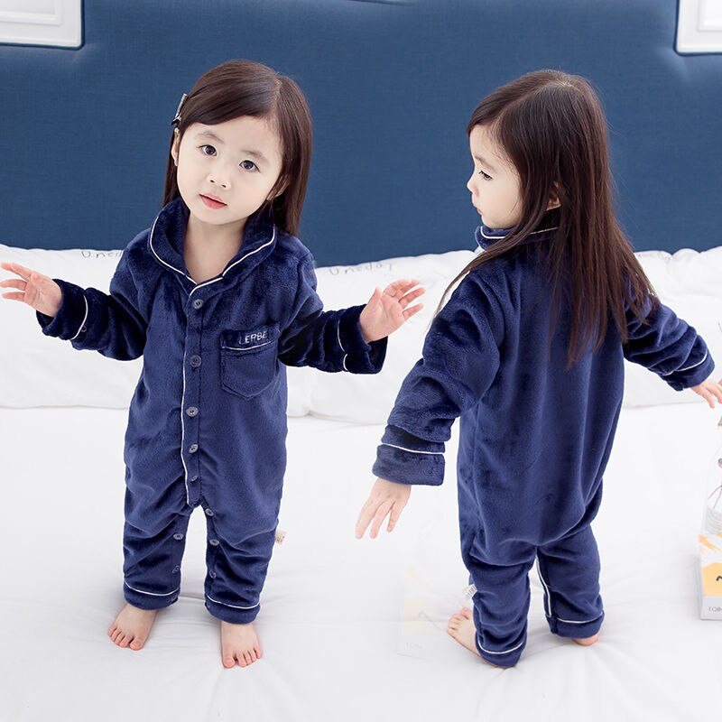 Winter freundlicher Flanell Weichen Schlafanzug Für Mädchen Jungen Kleinkind Feste Gesamt Pyjama freundlicher-Nachtwäsche Homeservice Onesie Kleidung