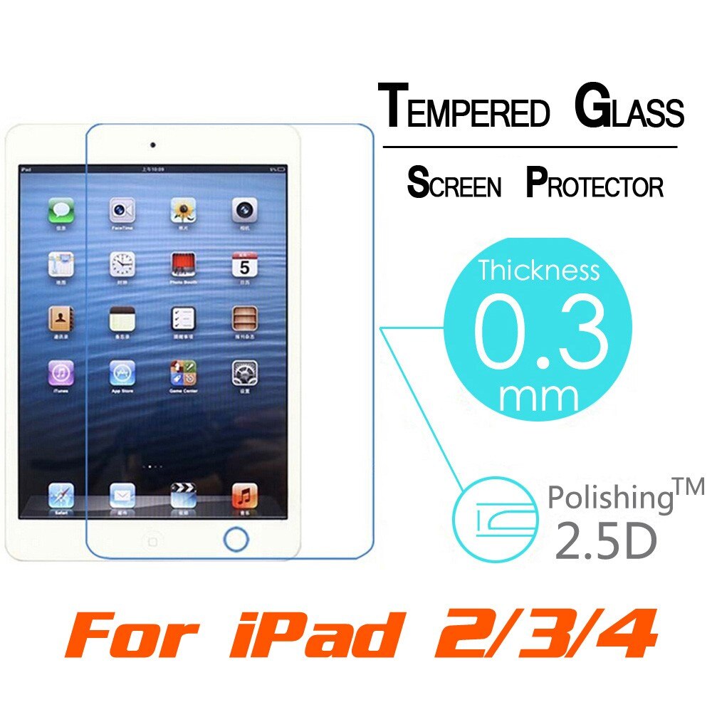 Premium vidro temperado para ipad 2 3 4 protetor de tela 9h qualidade tela frontal película protetora para ipad 4 3 2 a1430 a1458 1416