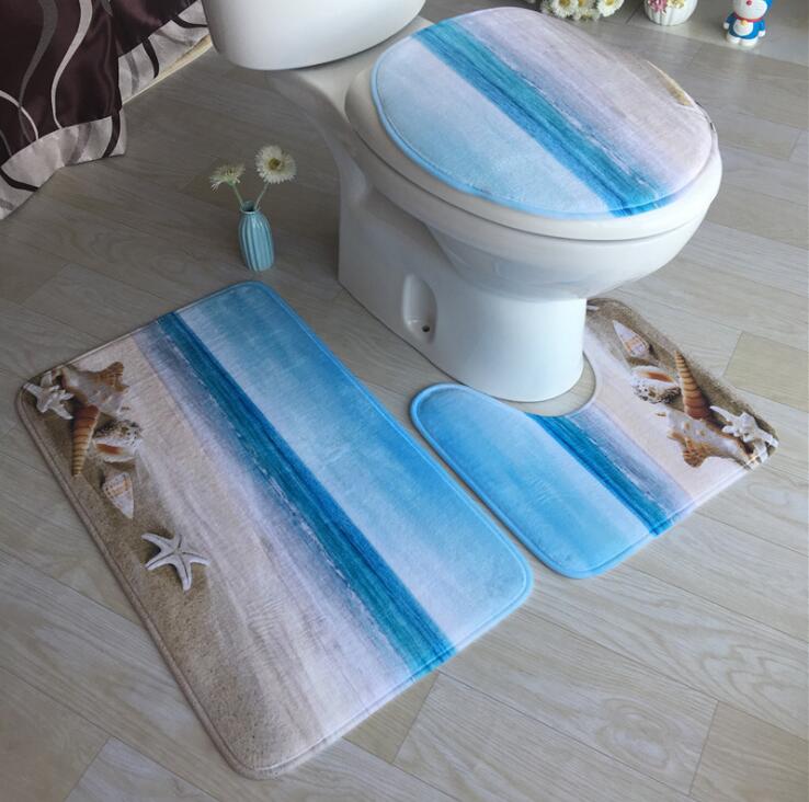 Flannel 3D Print Non Slip 3Pcs/Set Toilet Seat Cover WC Lid Toilet Cover Bathroom Pad Floor Mat Rug Carpet Vloerkleed ZCL512: 21