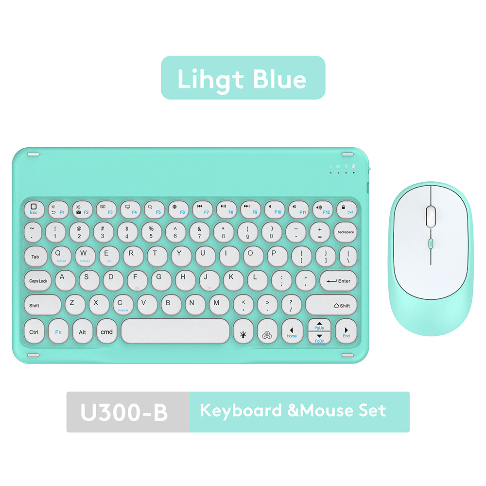 Bluetooth Keyboard Mouse French Arabic Spanish Teclado Sem Fio For Android Samsung Windows iPad Phone Tablet Wireless Keyboard: blue keyboard mouse