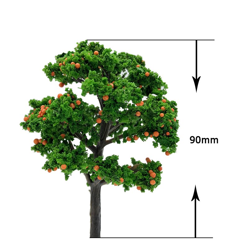 2 PCS 1/87 HO Scale Model(Fruit)Trees tall in 90mm landscape model train railway/railroad layout scenery DIY miniature dioramas