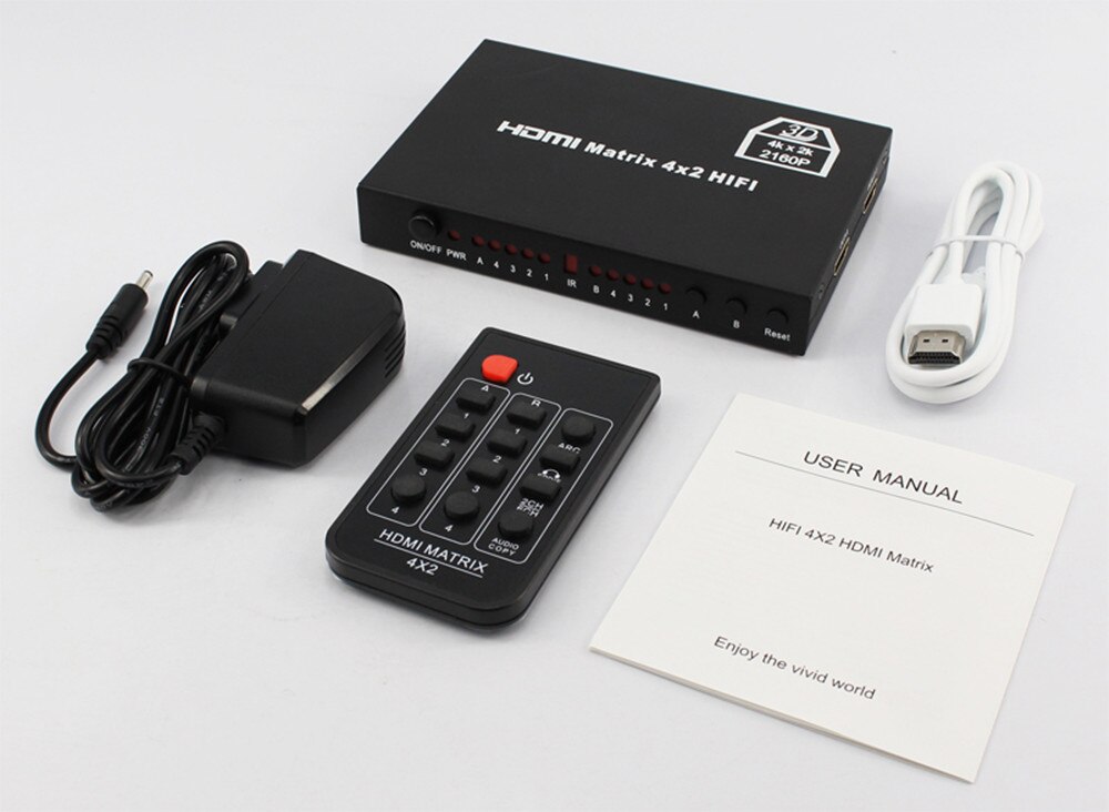 HDMI 4x2 Matrix HDMI Switcher HDMI Four in Two High-definition Video Distributor 4X2 Support 4k * 2k Support 3D Online Watch