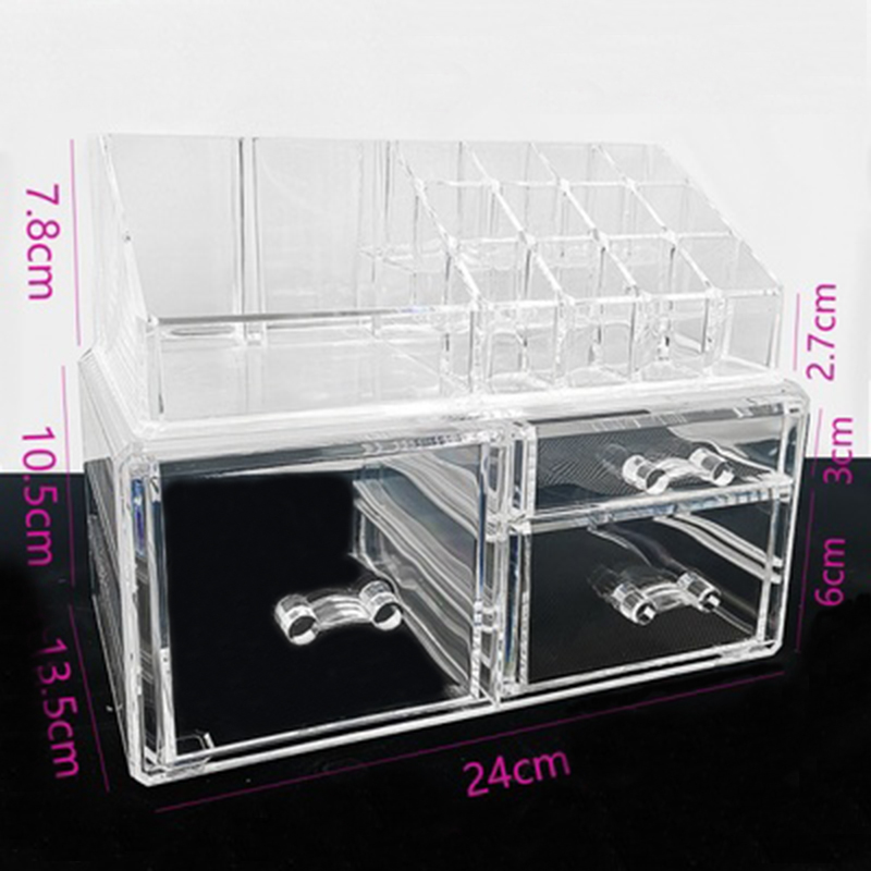 Organizador de maquillaje de doble capa acrílico, caja de almacenamiento de cosméticos transparente, caja de plástico para barra de labios, estante de almacenamiento apilable, Multi-cajón: E