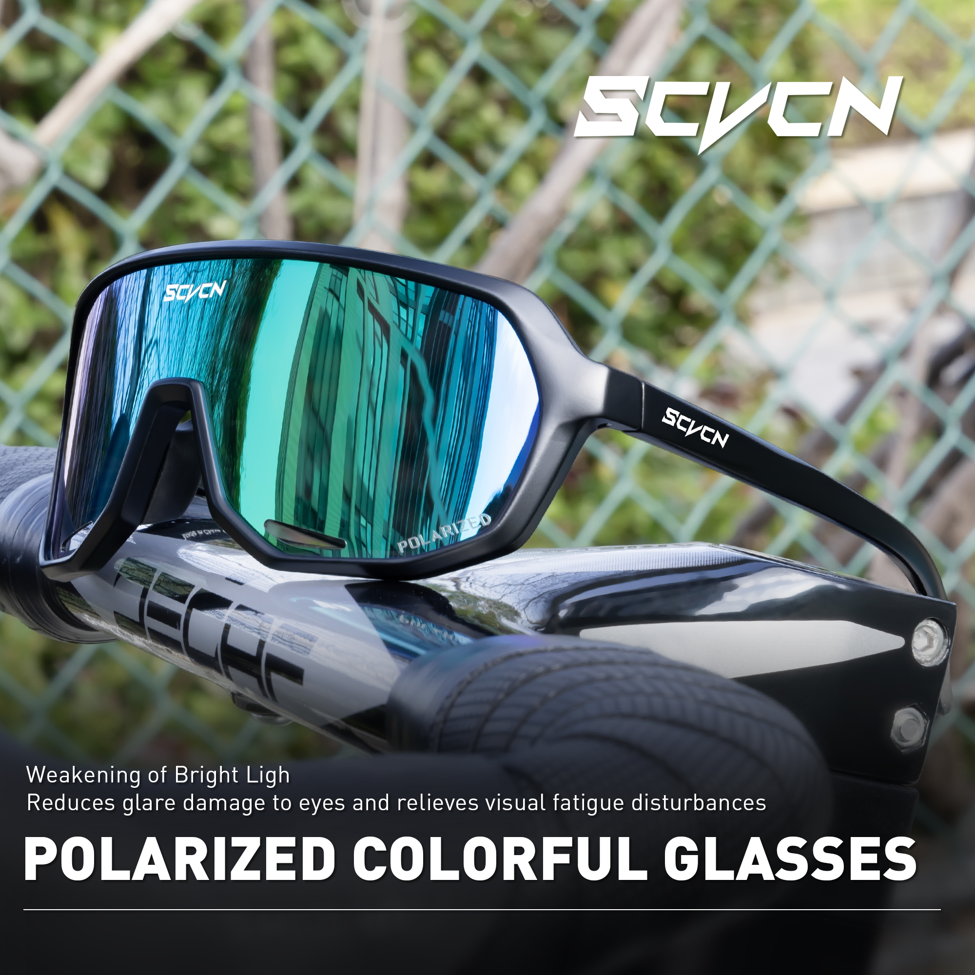 SCVCN Polarized Sunglasses for Driving Cycling Glasses Bicycle Mountain Bike Men Women UV400 Casual Glasses: green