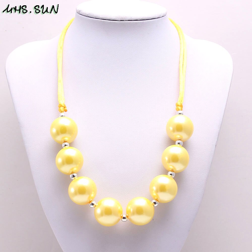 MHS.SUN Fashion Design Girls Pearl Chunky Beads Necklace Kids Child Chunky Bubblegum Necklace gioielli in corda regolabile: 3