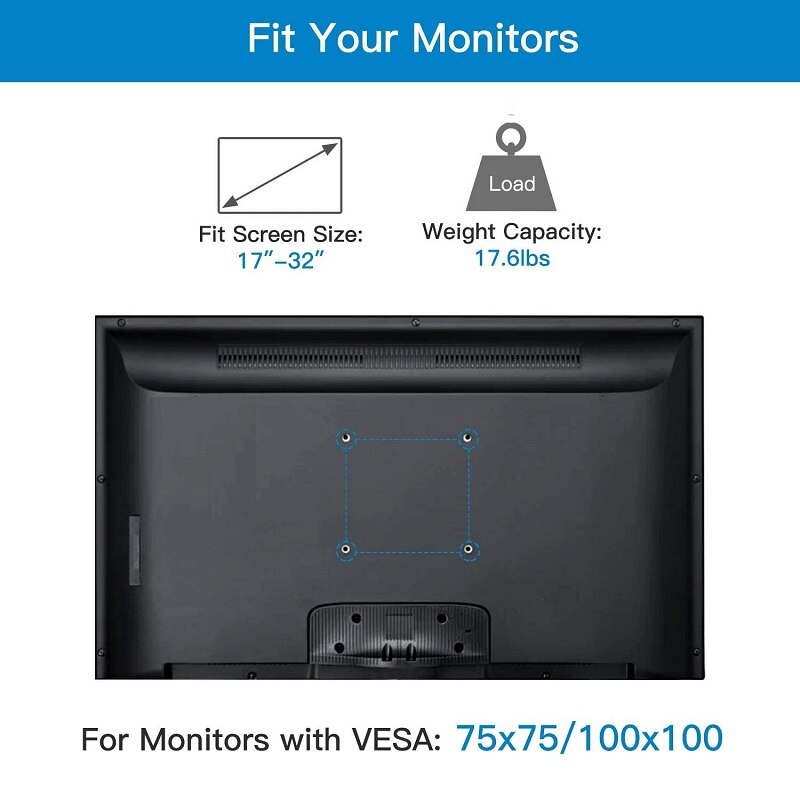 Desktop Dual Vertical Monitor Stand for 2 Displays Double Stackable Screen Desk Mount Fits two 13&quot;-27&quot; Screens Clamp or Grommet