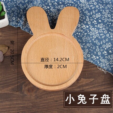 Plateau en bois japonais en bois enfants dessin animé assiette à dîner solide plat rond en bois gâteau pain dessert assiette de fruits: 2